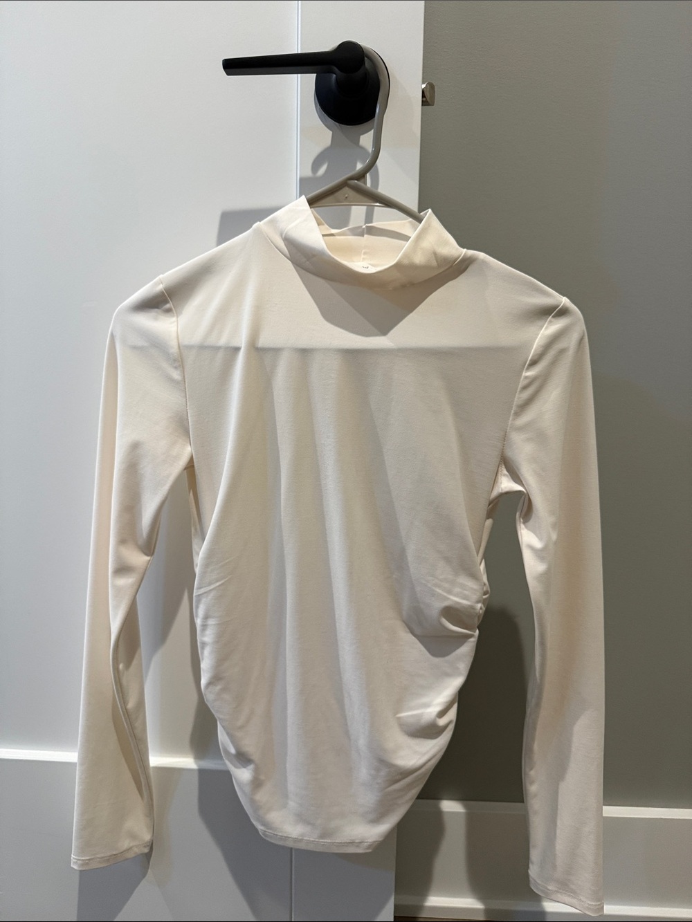 Aritzia Cream Long-Sleeve Mock Neck Top